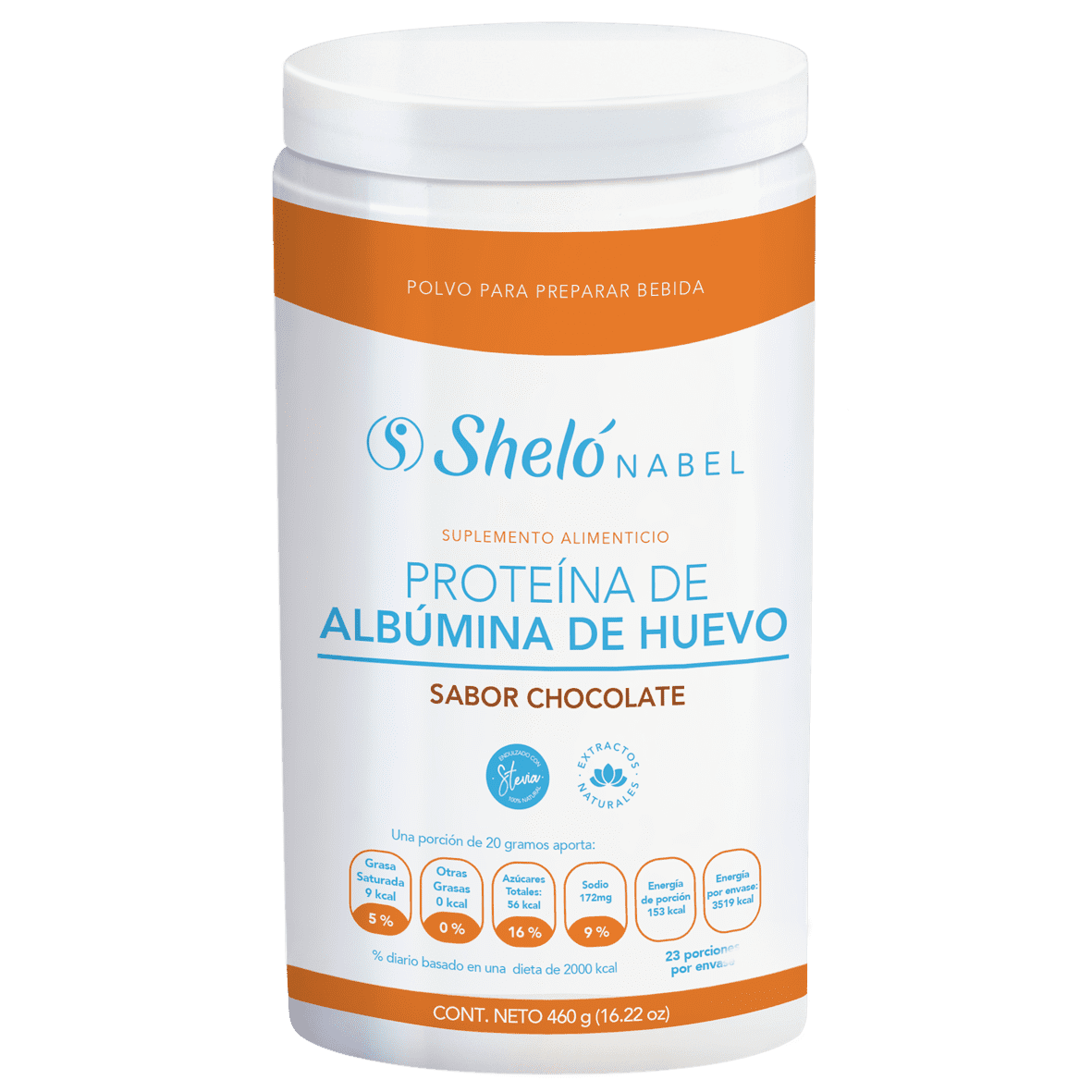 Shelo Nabel Aibumin Proteina -  La Proteína de Albúmina de Huevo contiene aminoácidos considerados esenciales para favorecer el desarrollo muscular. Se considera adecuada para aquellas personas que necesitan incrementar su ingesta diaria en proteínas. Endulzado con Stevia. 460 G 16.22 fl oz
